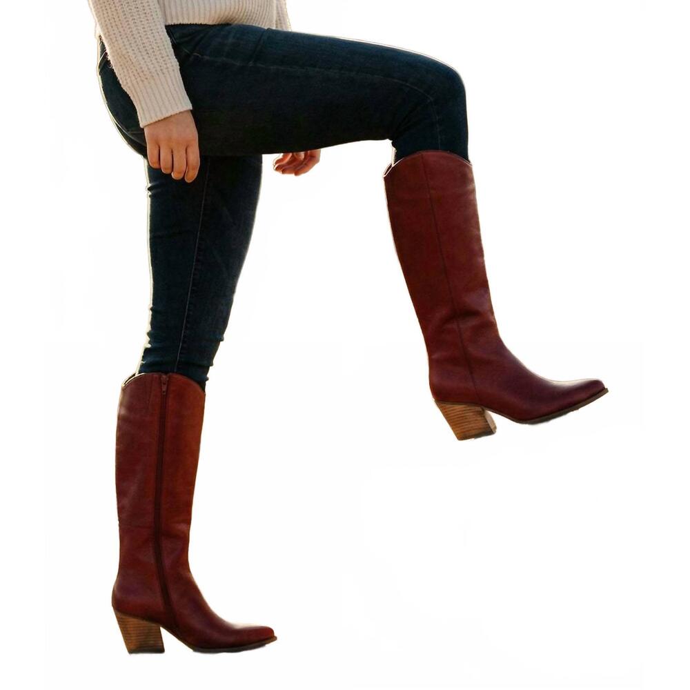 NEW SEYCHELLES women's begging you pointed toe western high boots in cranberry - Picture 4 of 9
